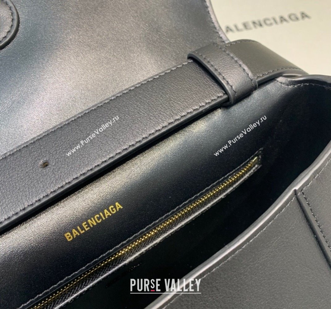 Balenciaga Hourglass Sling Back Large Bag in Calf Leather Black/Gold 2021 (JM-21102330)