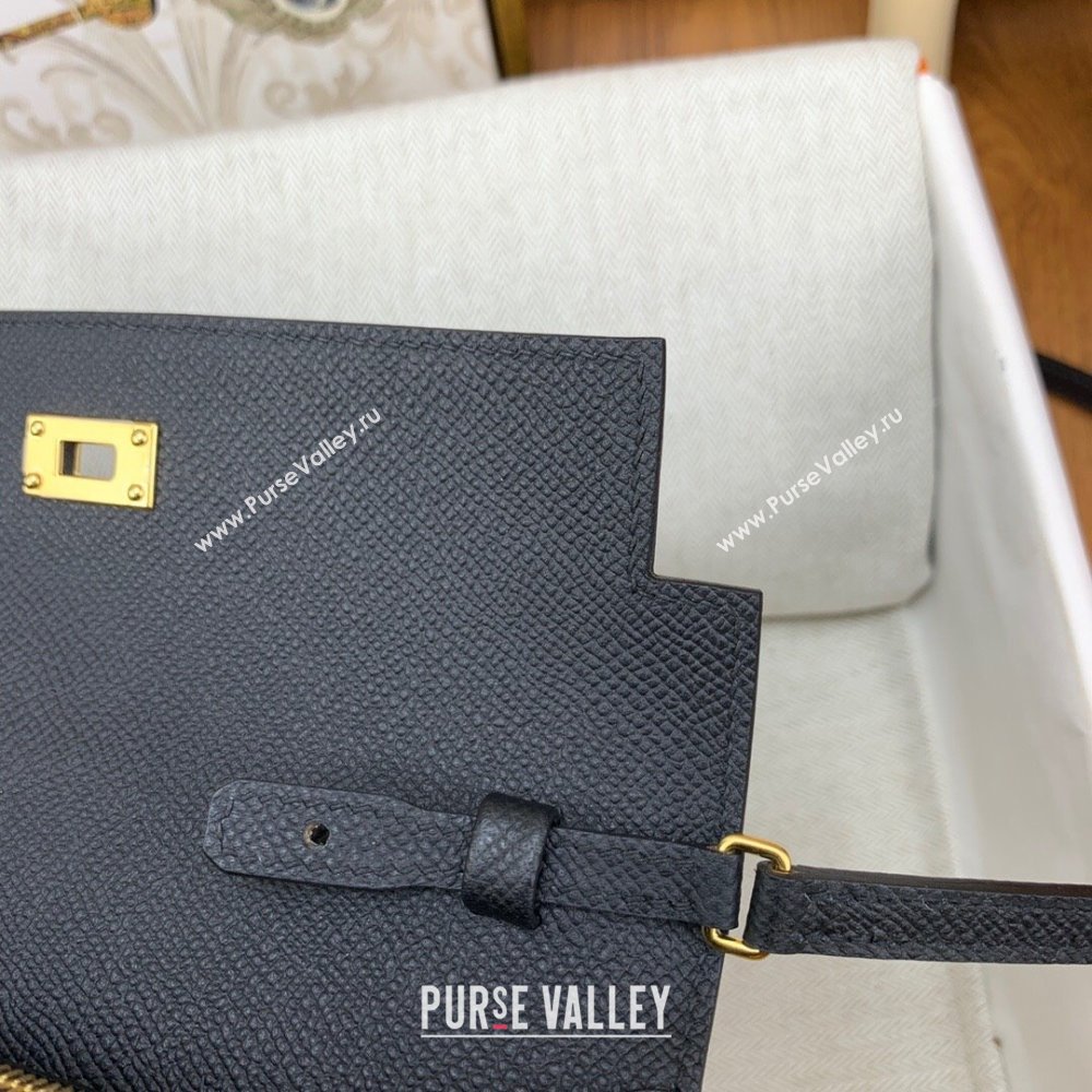 Hermes Kelly To Go Wallet Bag in Original Epsom Leather Black/Gold 2024(Full Handmade) (XYA-24100804)