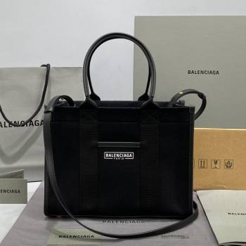 Balenciaga Hardware Small Tote Bag in Black Cotton Canvas 2021 (ningm-21091504)