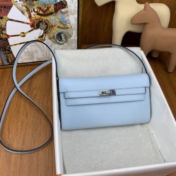 Hermes Kelly To Go Wallet Bag in Original Epsom Leather Grail Blue/Silver 2024(Full Handmade) (XYA-24100805)