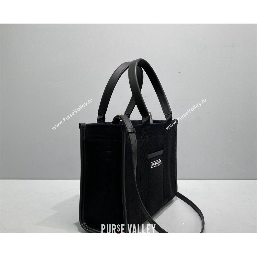 Balenciaga Hardware Small Tote Bag in Black Cotton Canvas 2021 (ningm-21091504)