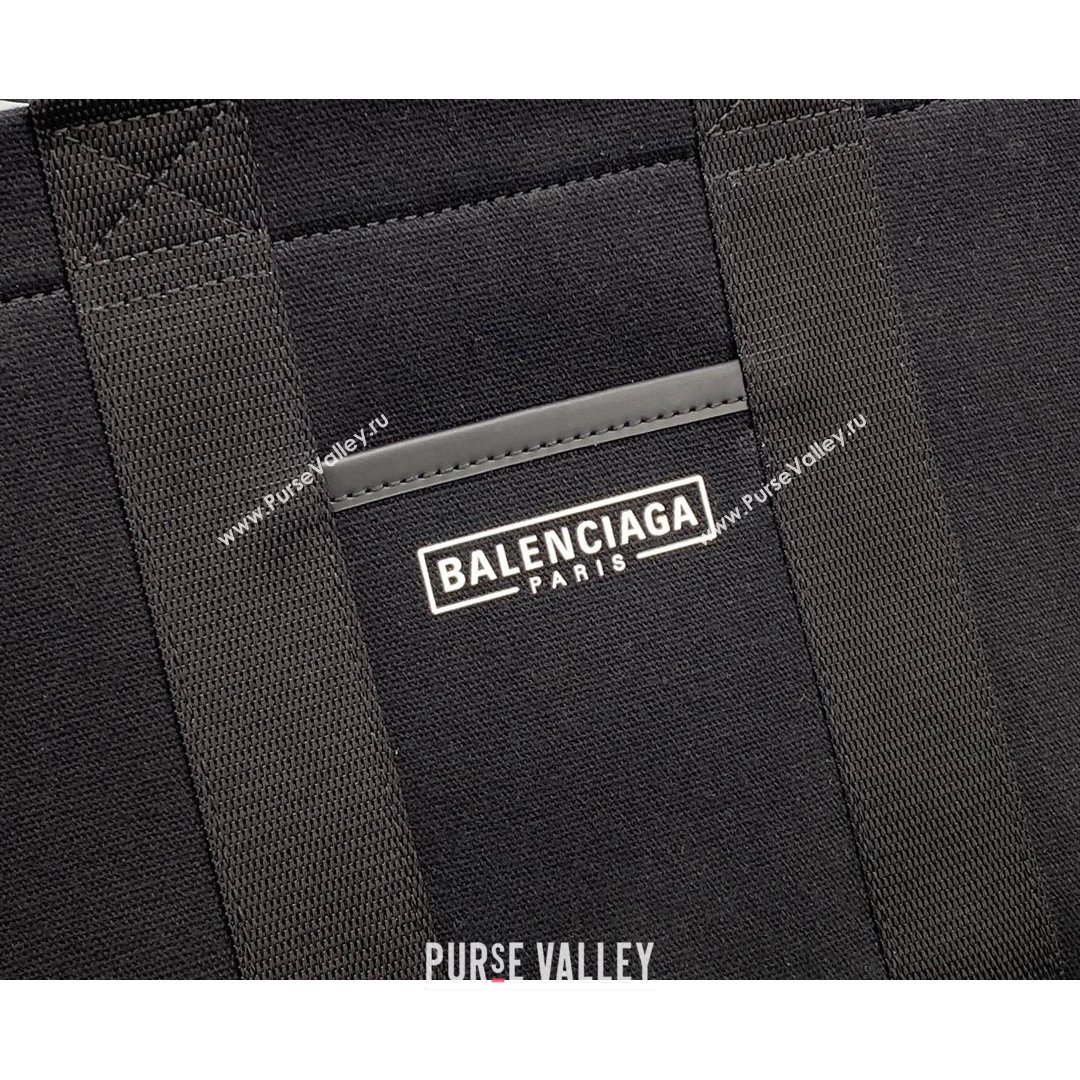 Balenciaga Hardware Small Tote Bag in Black Cotton Canvas 2021 (ningm-21091504)