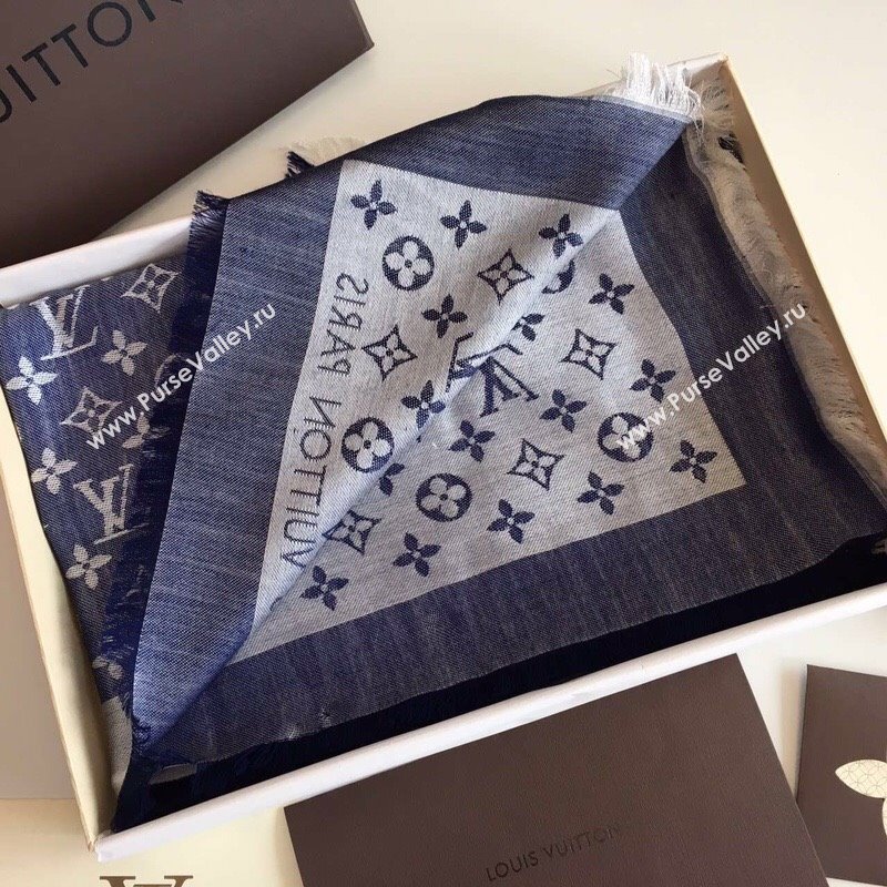 Louis Vuitton Monogram Scarf LV103002 Blue 2023 (A-23103002)