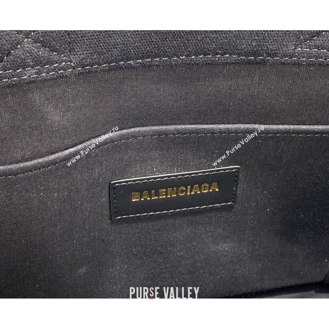 Balenciaga Hardware Small Tote Bag in Black Cotton Canvas 2021 (ningm-21091504)