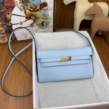 Hermes Kelly To Go Wallet Bag in Original Epsom Leather Grail Blue/Gold 2024(Full Handmade) (XYA-24100806)