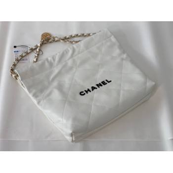 Chanel 22 Small Bag in Shiny Calfskin AS3260 SM04 White/Black 2024 (SM-24062421)