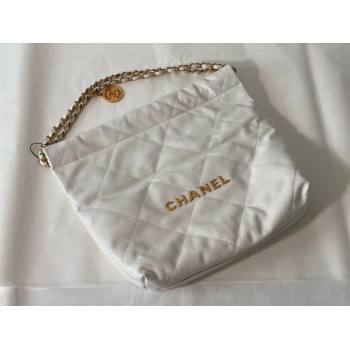 Chanel 22 Small Bag in Shiny Calfskin AS3260 SM05 White/Gold 2024 (SM-24062422)