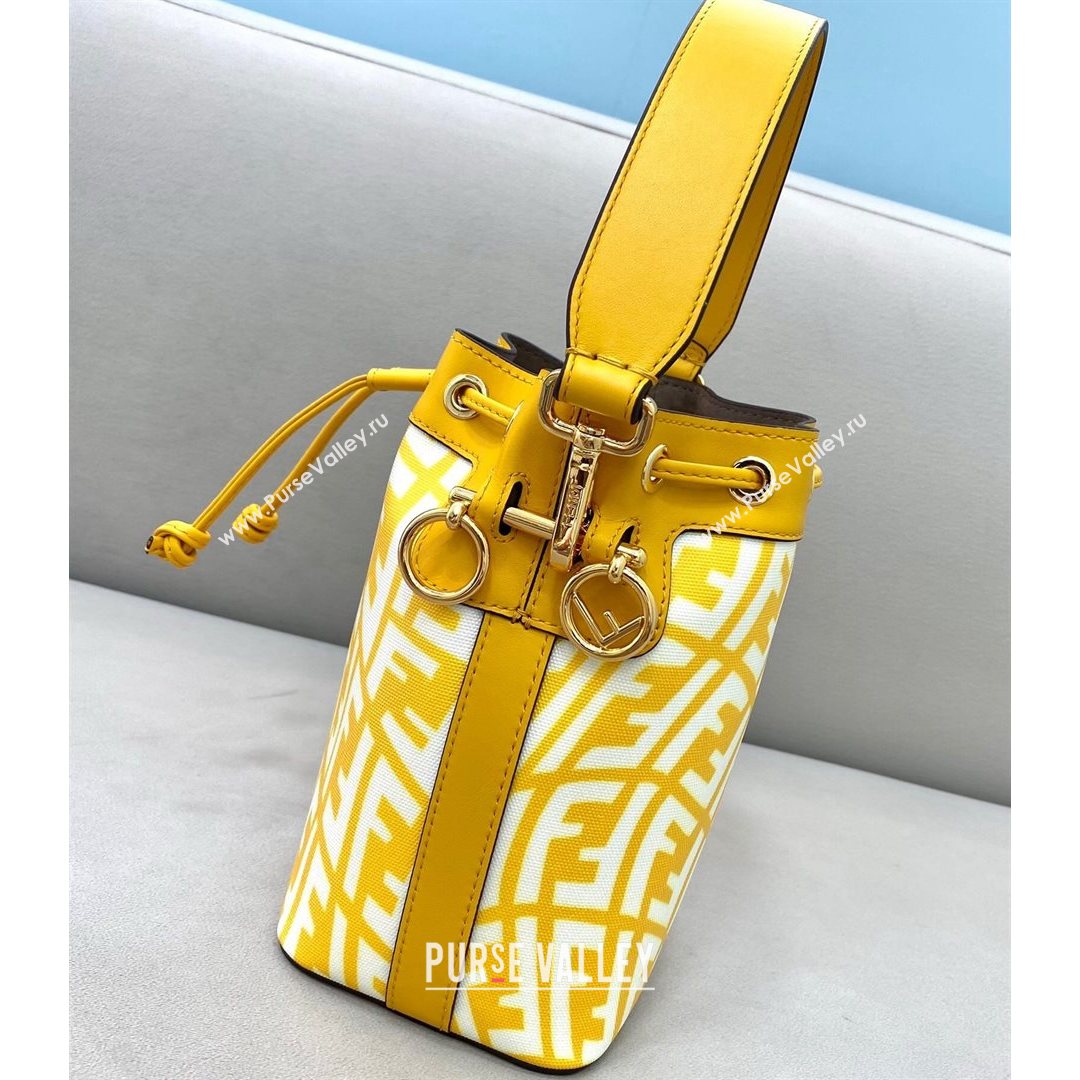 Fendi Mon Tresor Mini Bucket Bag in FF Vertigo Glazed Canvas Yellow 2021 (CL-21080223)