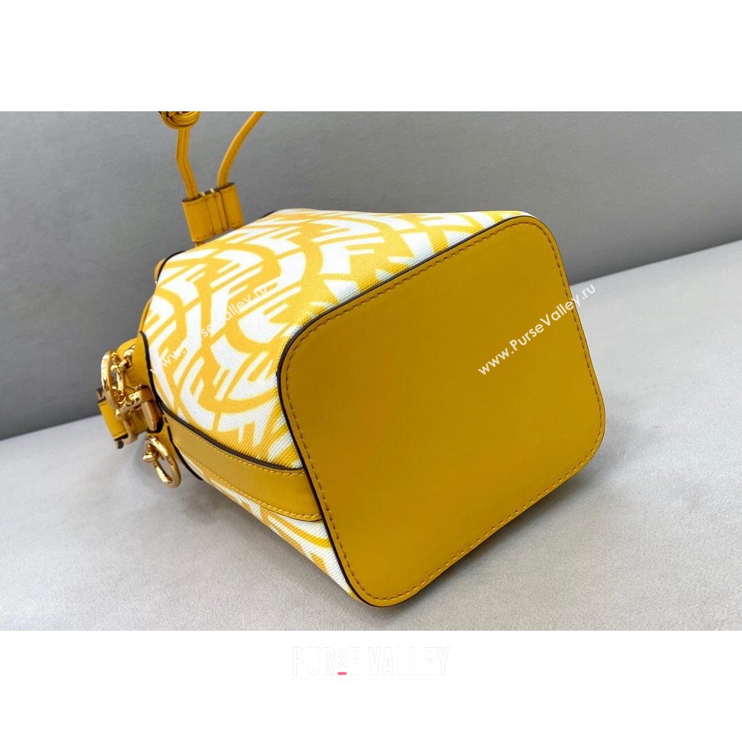 Fendi Mon Tresor Mini Bucket Bag in FF Vertigo Glazed Canvas Yellow 2021 (CL-21080223)