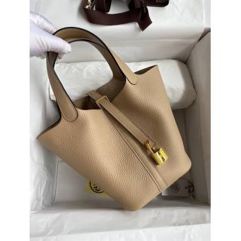 Hermes Picotin Lock Bag 18cm/22cm in Taurillon Clemence Leather Turtledove Grey/Gold 2024 (Pure Handmade) (XYA-24042908)