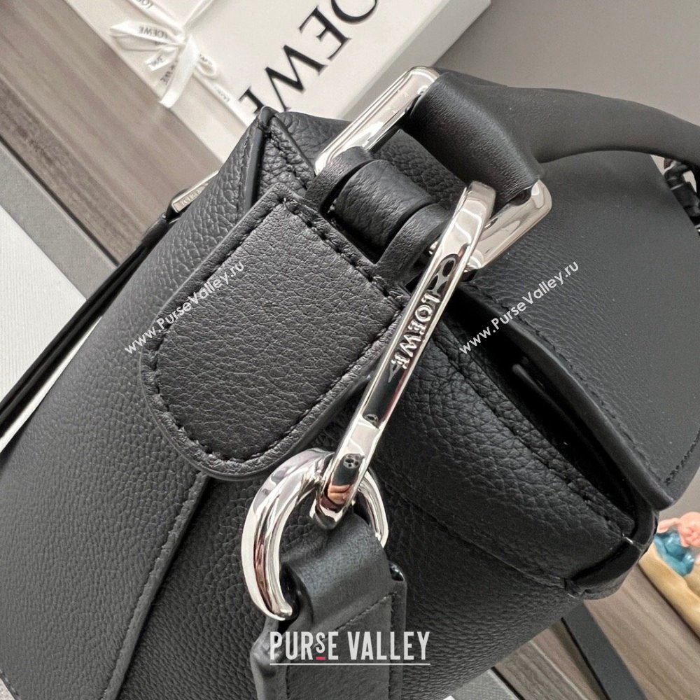 Loewe Puzzle Medium Bag in Litchi-Grained Calfskin 062329 Black 2024 (MHUI-24120513)