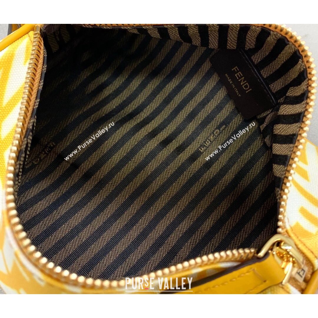 Fendi FF Vertigo Canvas Rolling Mini Shoulder Bag Yellow 2021 8377 (CL-21073121)