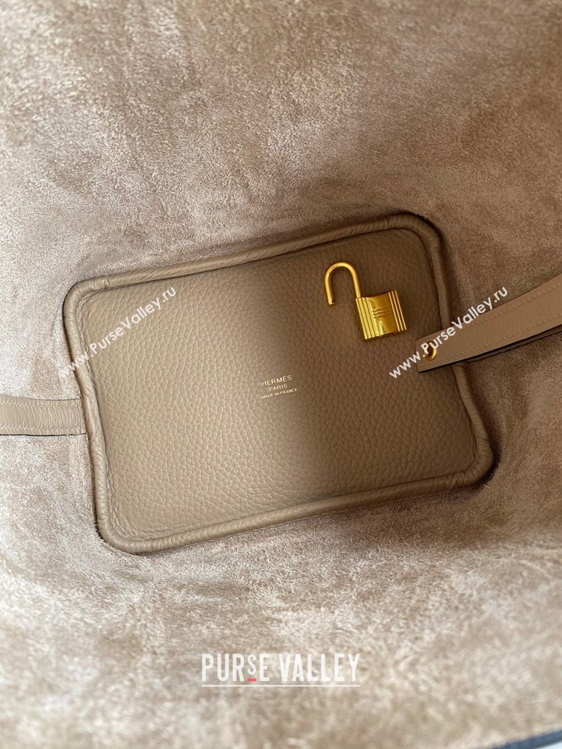 Hermes Picotin Lock Bag 18cm/22cm in Taurillon Clemence Leather Turtledove Grey/Gold 2024 (Pure Handmade) (XYA-24042908)