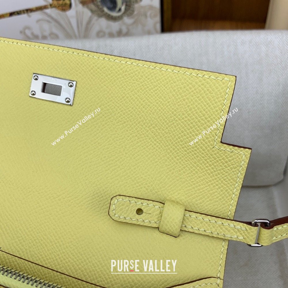 Hermes Kelly To Go Wallet Bag in Original Epsom Leather Chick Yellow/Silver 2024(Full Handmade) ( XYA-24100809)