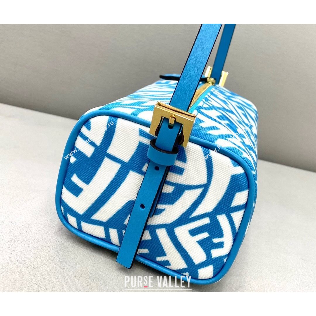 Fendi FF Vertigo Canvas Rolling Mini Shoulder Bag Light Blue 2021 8377 (CL-21073122)