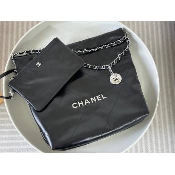 Chanel 22 Small Bag in Matte Calfskin AS3260 SM06 Black/Silver 2024 (SM-24062423)