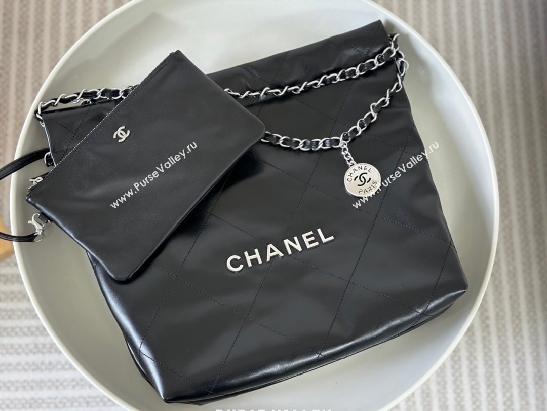 Chanel 22 Small Bag in Matte Calfskin AS3260 SM06 Black/Silver 2024 (SM-24062423)