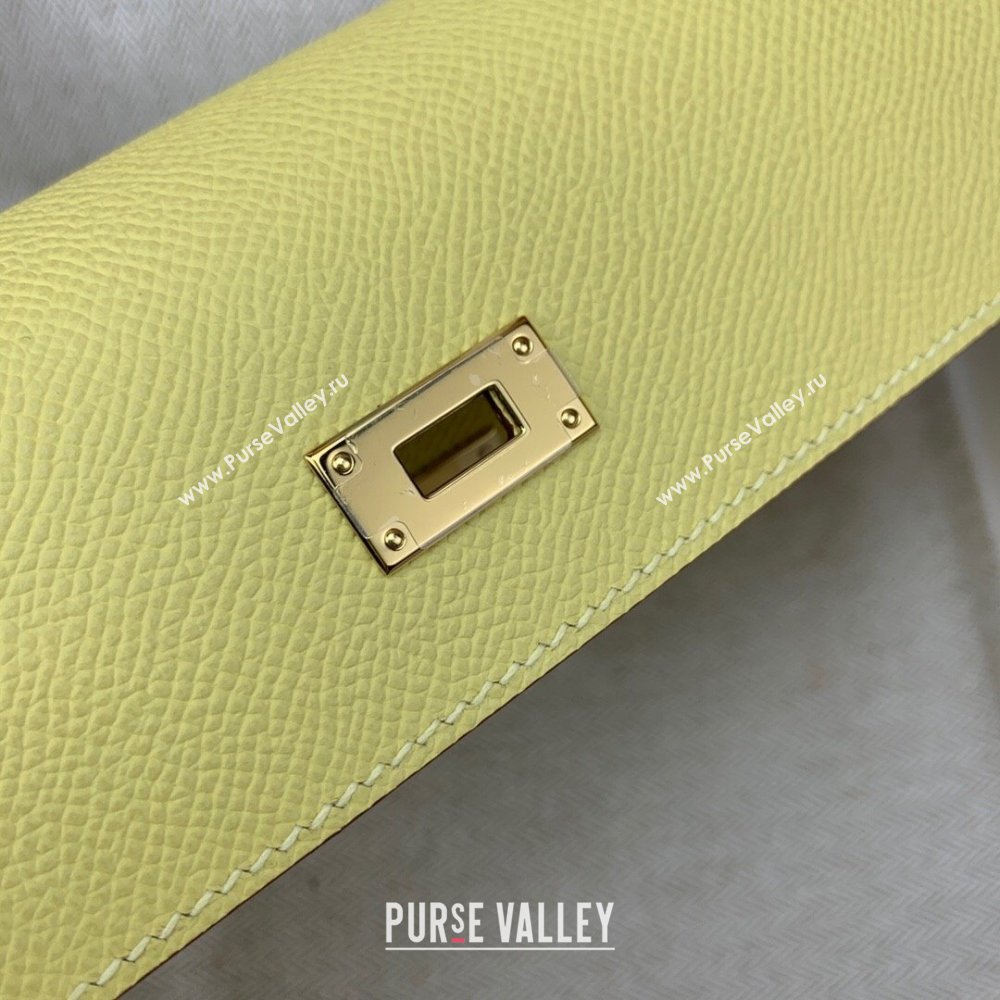 Hermes Kelly To Go Wallet Bag in Original Epsom Leather Chick Yellow/Gold 2024(Full Handmade) (XYA-24100810)