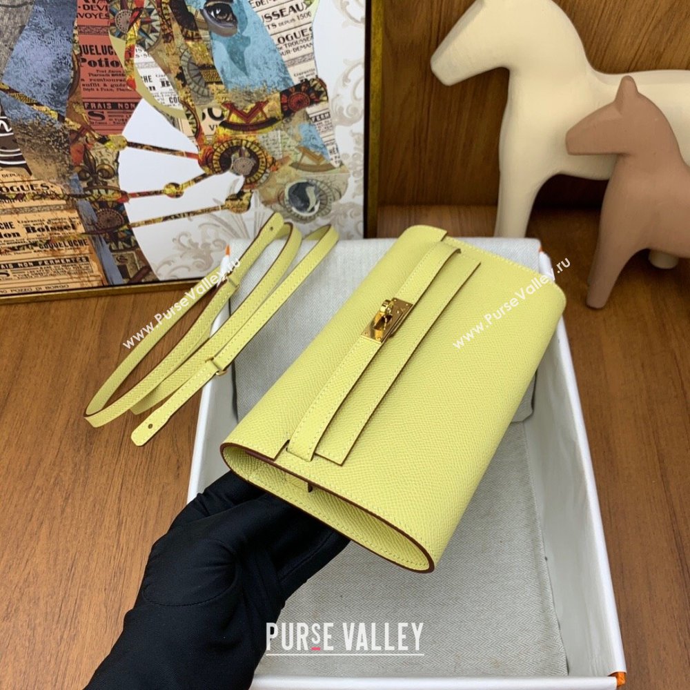 Hermes Kelly To Go Wallet Bag in Original Epsom Leather Chick Yellow/Gold 2024(Full Handmade) (XYA-24100810)