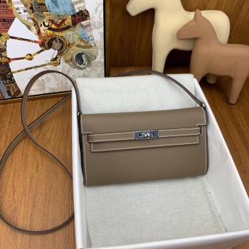 Hermes Kelly To Go Wallet Bag in Original Epsom Leather Etoupe/Silver 2024(Full Handmade) (XYA-24100811)