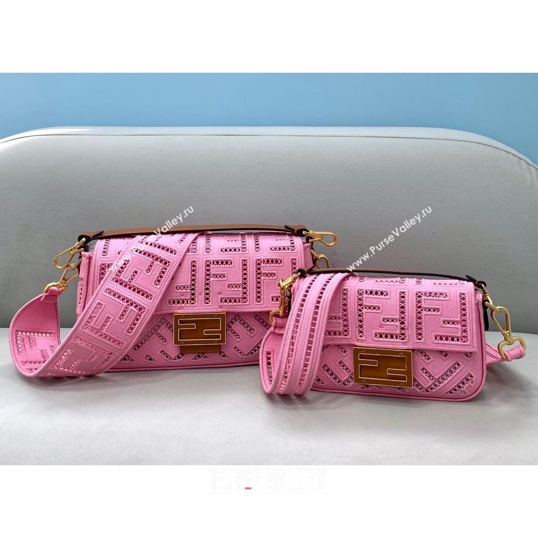 Fendi Baguette Medium Bag with FF embroidery Pink 2021 8372L (CL-21080216)