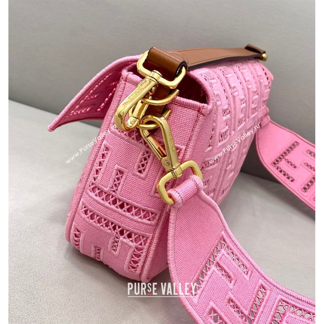 Fendi Baguette Medium Bag with FF embroidery Pink 2021 8372L (CL-21080216)