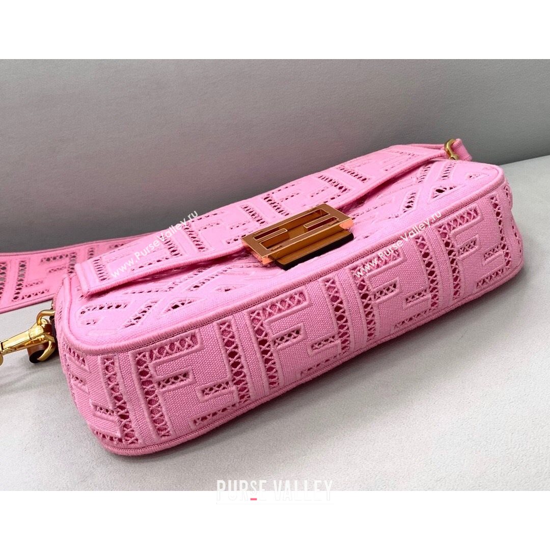 Fendi Baguette Medium Bag with FF embroidery Pink 2021 8372L (CL-21080216)