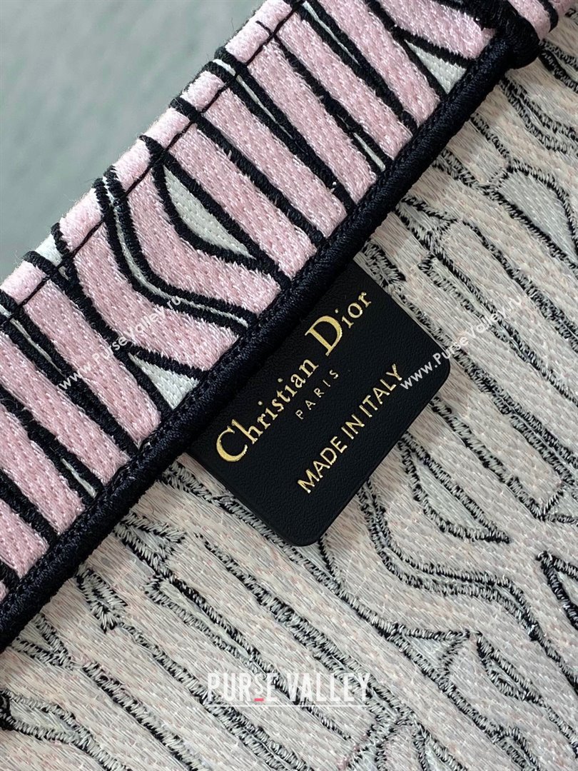 Dior Large Book Tote Bag in Pale Pink and Black Miss Dior Allover Embroidery 2024 (XXG-24081326)