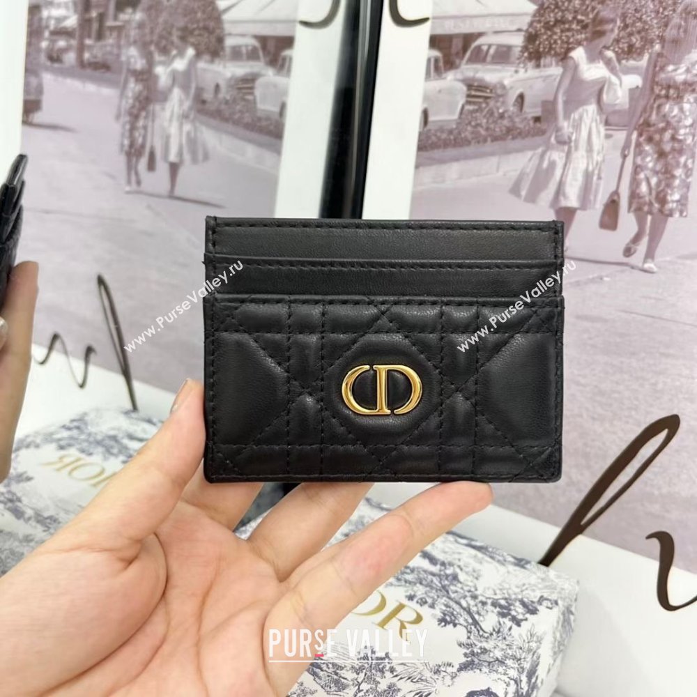 Dior Caro Five-Slot Card Holder Wallet in Black Calfskin 2024 (DMZ-2411105)