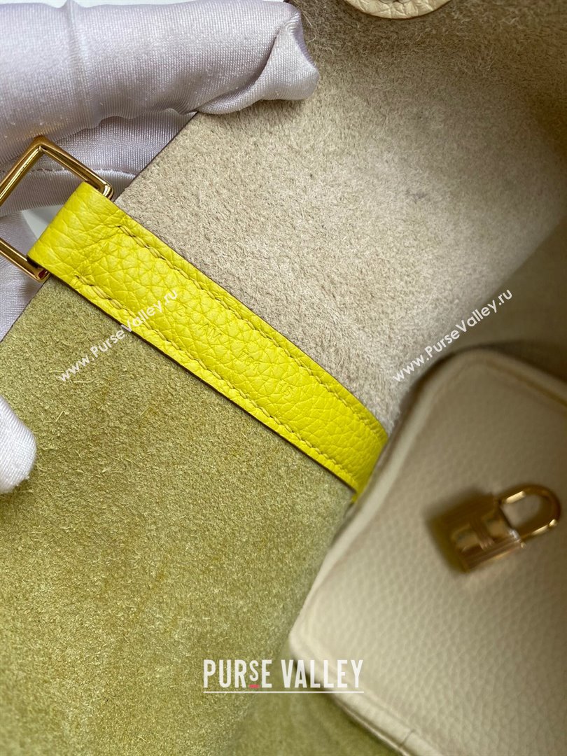 Hermes Picotin Lock Bag 18cm/22cm in Taurillon Clemence Leather Cream White/Lemon/Gold 2024 (Pure Handmade) (XYA-24042909)