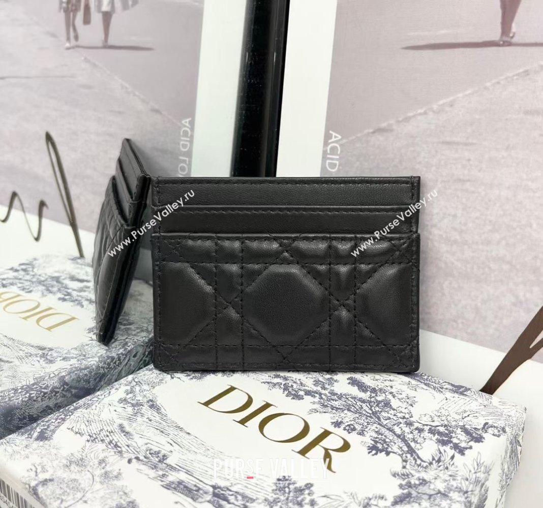 Dior Caro Five-Slot Card Holder Wallet in Black Calfskin 2024 (DMZ-2411105)