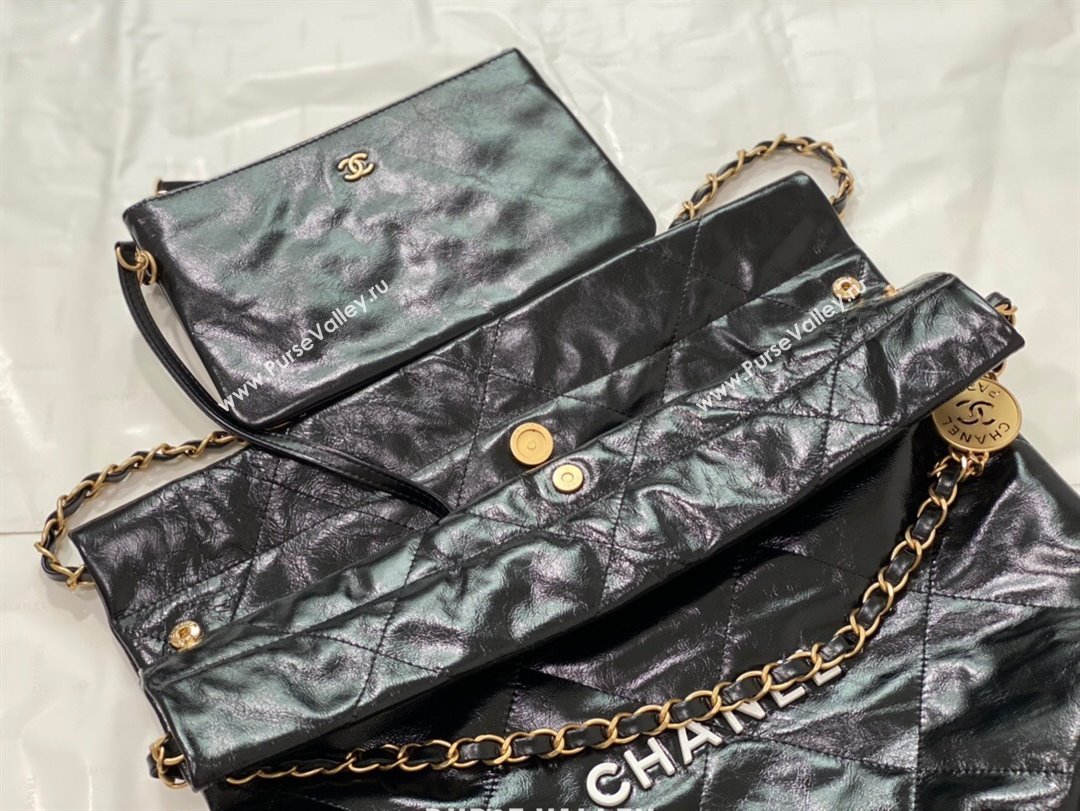 Chanel 22 Small Bag in Shiny Calfskin AS3260 SM06 Black/Gold/White 2024 (SM-24062424)