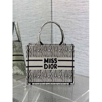 Dior Small Book Tote Bag in Beige and Black Miss Dior Allover Embroidery 2024 (XXG-24081327)