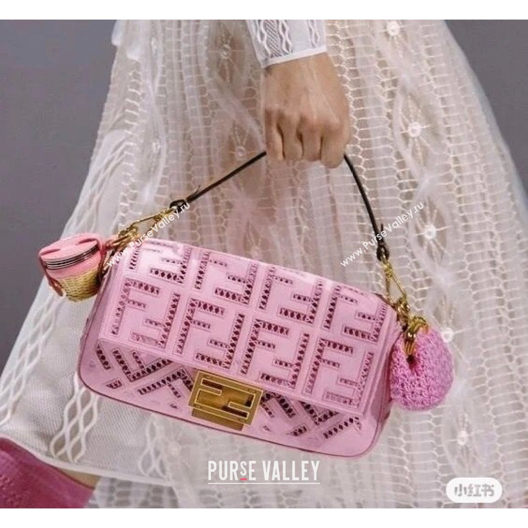 Fendi Baguette Medium Bag with FF embroidery Pink 2021 8372L (CL-21080216)