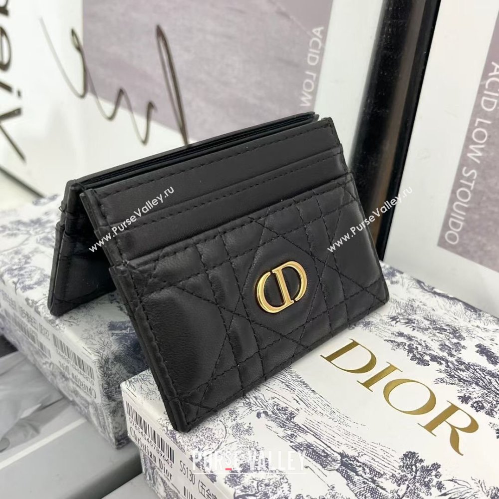 Dior Caro Five-Slot Card Holder Wallet in Black Calfskin 2024 (DMZ-2411105)