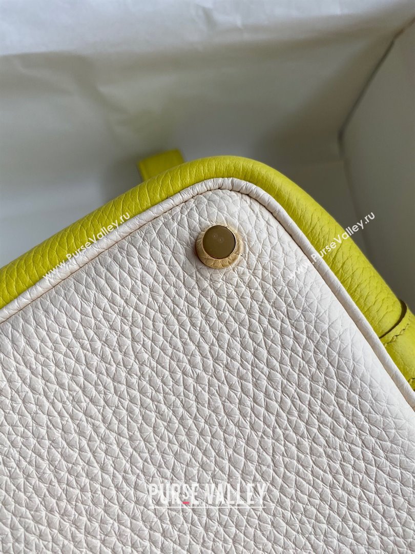 Hermes Picotin Lock Bag 18cm/22cm in Taurillon Clemence Leather Cream White/Lemon/Gold 2024 (Pure Handmade) (XYA-24042909)