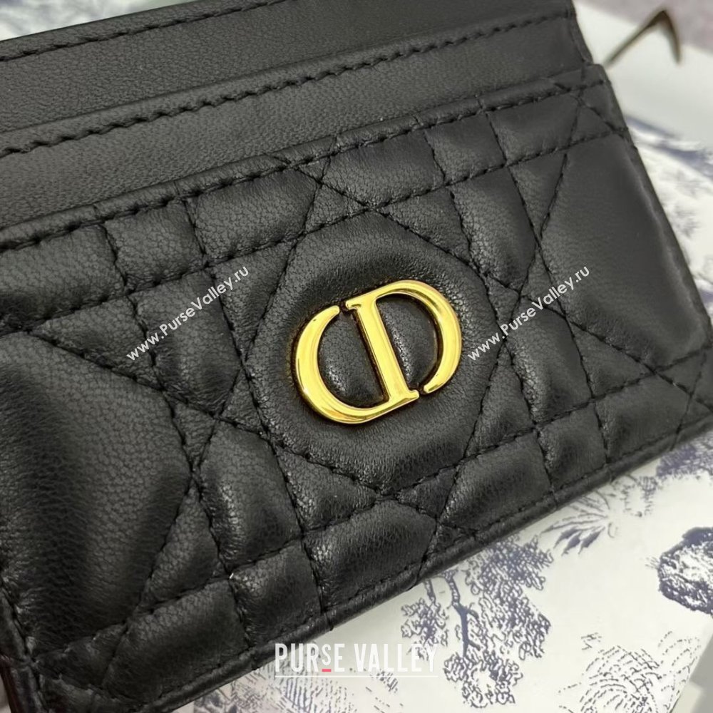 Dior Caro Five-Slot Card Holder Wallet in Black Calfskin 2024 (DMZ-2411105)