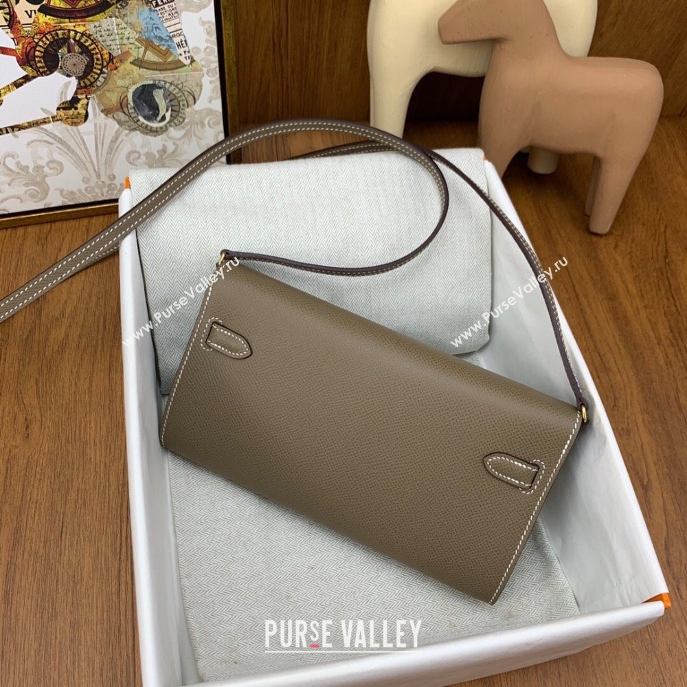 Hermes Kelly To Go Wallet Bag in Original Epsom Leather Etoupe/Gold 2024(Full Handmade) (XYA-24100812)