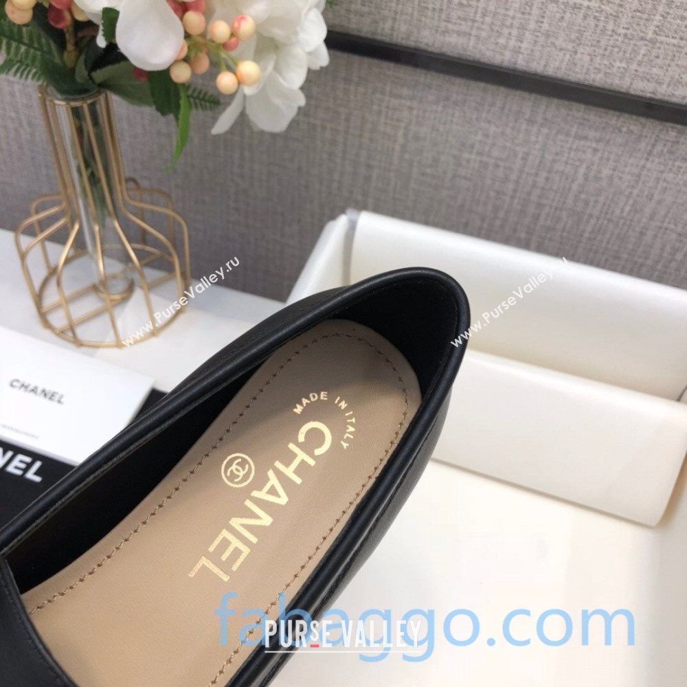 Chanel Lambskin Pearl CC Flat Loafers Black Leather 2020 (DLY-20082833)