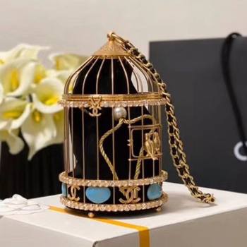 Chanel Metal Birdcage Shaped Evening Clutch AS1941 Gold/Black 2020 (JY-20112010)