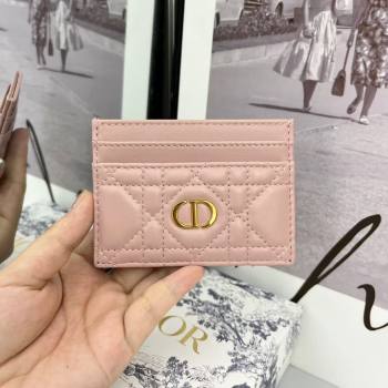 Dior Caro Five-Slot Card Holder Wallet in Light Pink Calfskin 2024 (DMZ-2411107)