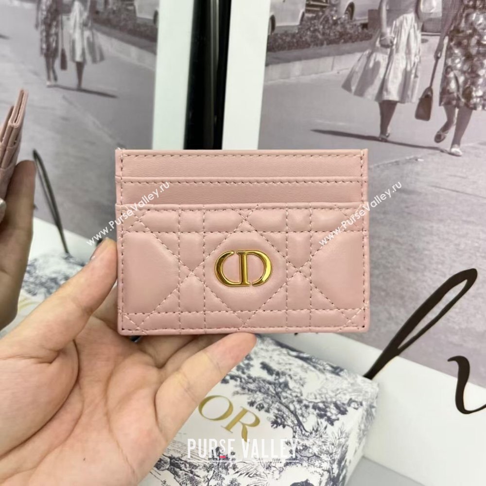 Dior Caro Five-Slot Card Holder Wallet in Light Pink Calfskin 2024 (DMZ-2411107)