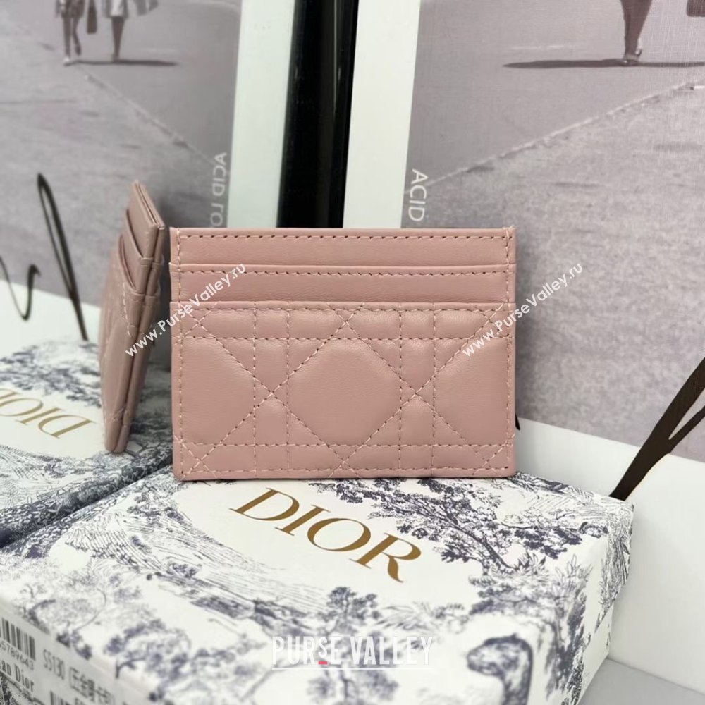 Dior Caro Five-Slot Card Holder Wallet in Light Pink Calfskin 2024 (DMZ-2411107)