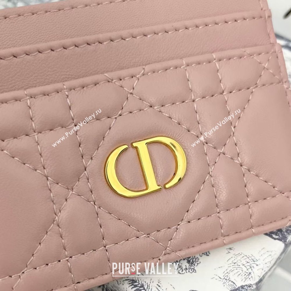 Dior Caro Five-Slot Card Holder Wallet in Light Pink Calfskin 2024 (DMZ-2411107)