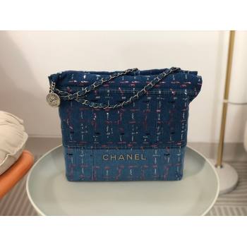 Chanel 22 Small Bag in Denim and Sequines AS3260 Blue 2024 (SM-24062502)