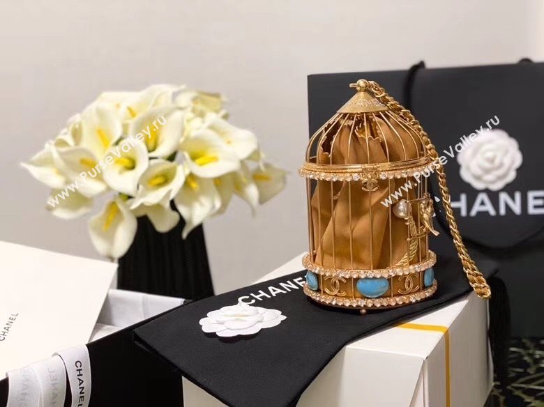 Chanel Metal Birdcage Shaped Evening Clutch AS1941 Gold/Beige 2020 (JY-20112011)