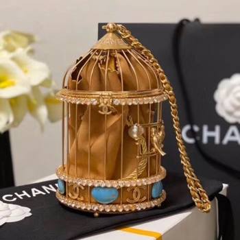 Chanel Metal Birdcage Shaped Evening Clutch AS1941 Gold/Beige 2020 (JY-20112011)