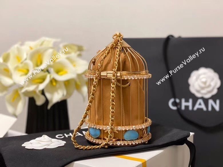 Chanel Metal Birdcage Shaped Evening Clutch AS1941 Gold/Beige 2020 (JY-20112011)