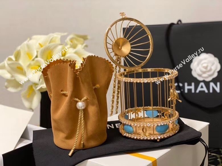 Chanel Metal Birdcage Shaped Evening Clutch AS1941 Gold/Beige 2020 (JY-20112011)