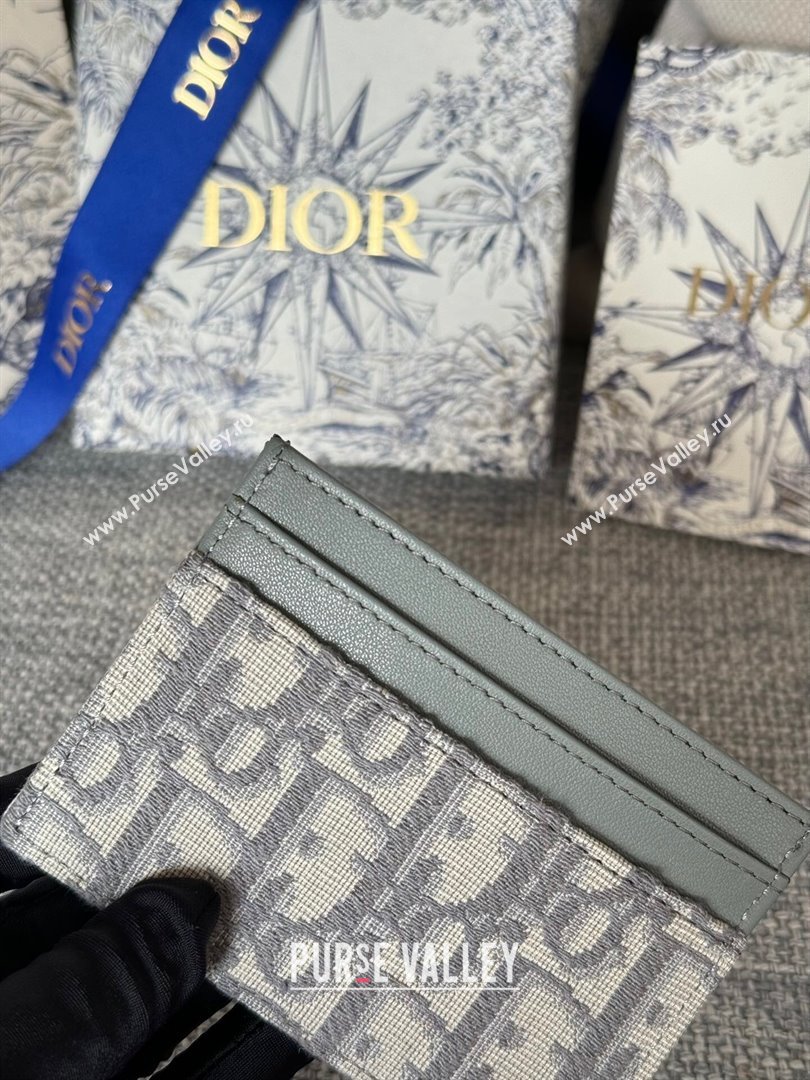 Dior 30 Montaigne Five-Slot Card Holder Gray Dior Oblique Jacquard 2024 (DMZ-2411108)